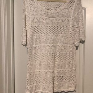 Cream Crochet Knit Top
